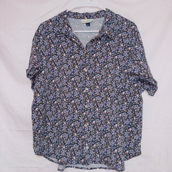 Universal Thread Short Sleeve Floral Print Button Up Cotton Shirt size XL - Picture 1 of 7